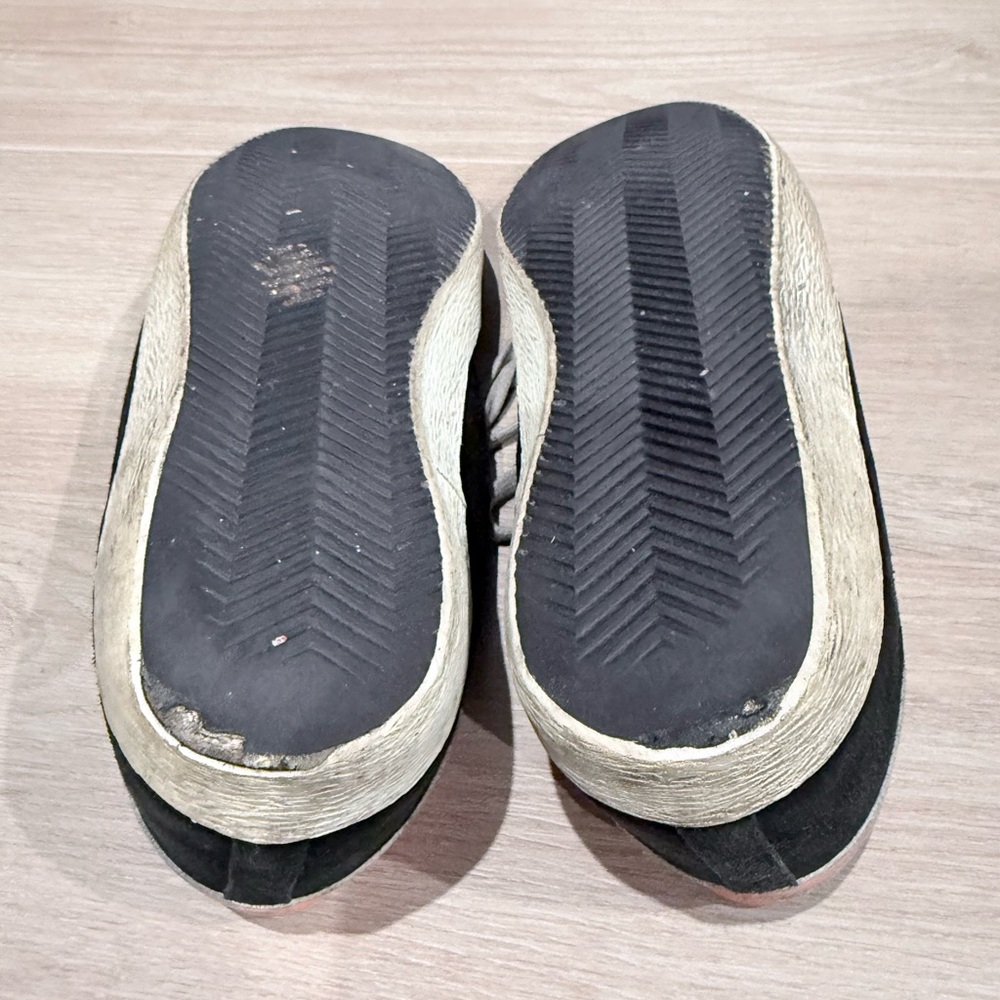 Golden Goose Black Suede Sneakers with Gray Star and Orange Heel Accent - Picture 3 of 4